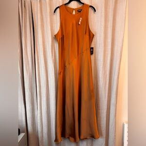Express Bronze Satin Sleeveless Maxi Dress - NWT - Size Large